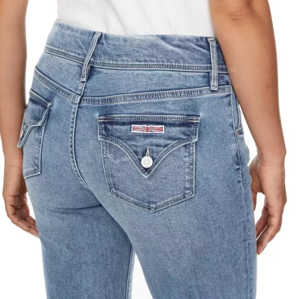 Hudson Women's Mid-Rise Straight Jeans, Blue, Size 16/36